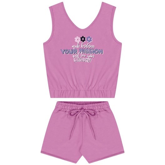 Conjunto Infantil Feminino Blusa e Short Angerô 10 ao 14