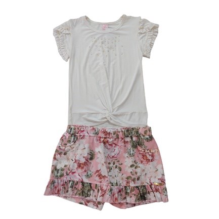 Conjunto Infantil Feminino Blusa + Short Saia Caracoles TAM 14