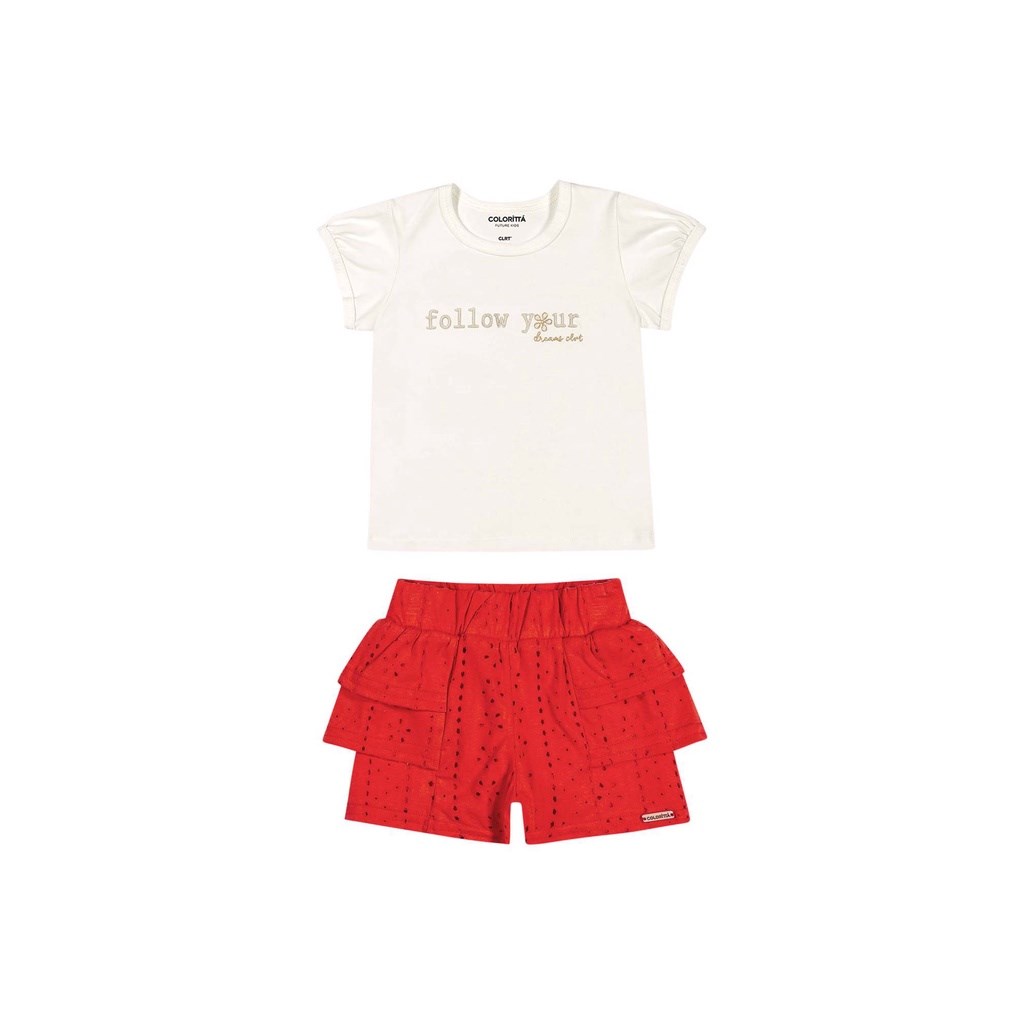 Conjunto Infantil Feminino Blusa e Short Colorittá P ao 3