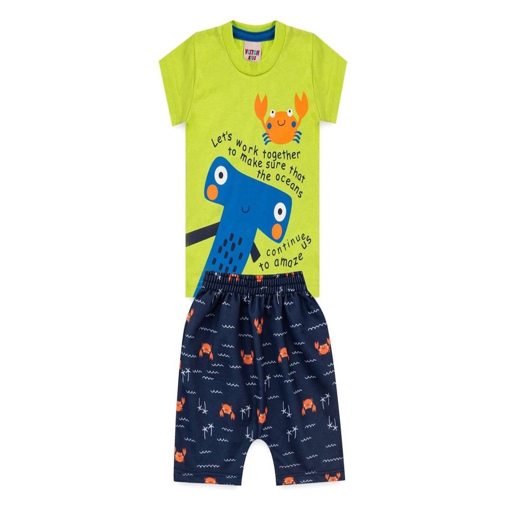 Conjunto Bebê Masculino Camiseta + Bermuda Viston TAM P