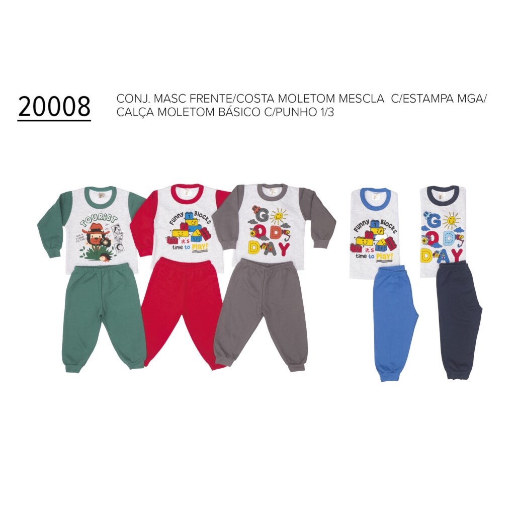 Conjunto Infantil Masculino Blusa e Calça Moletom 1 ao 3
