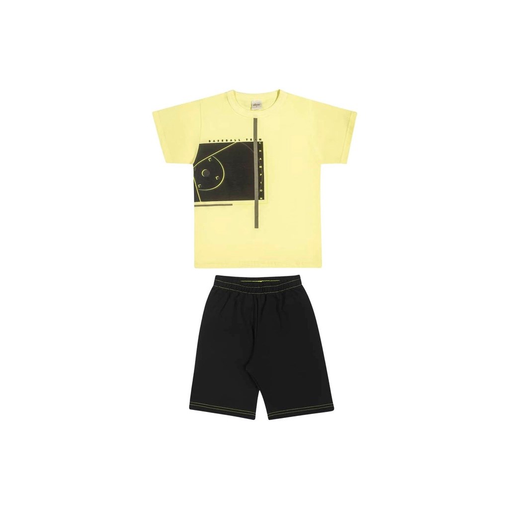 Conjunto Infantil Masculino Camiseta e Bermuda Elian TAM 14
