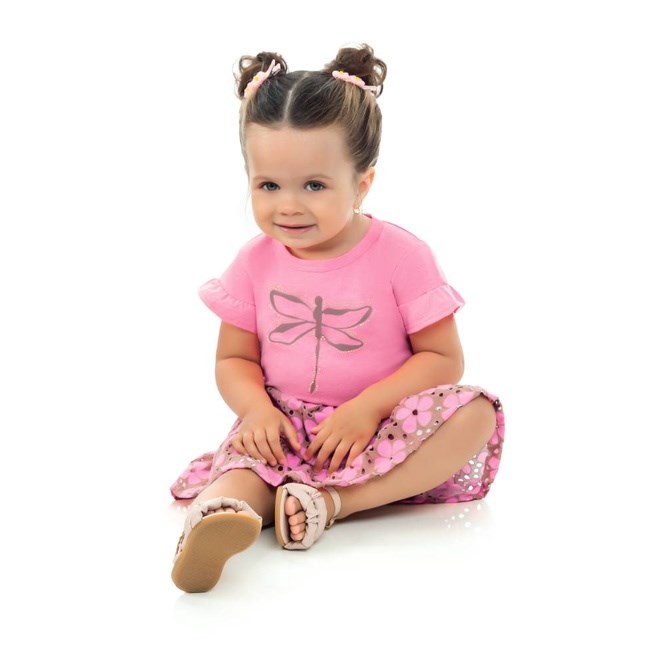 Conjunto Inf Feminino Blusa e Short Saia Angerô P ao G