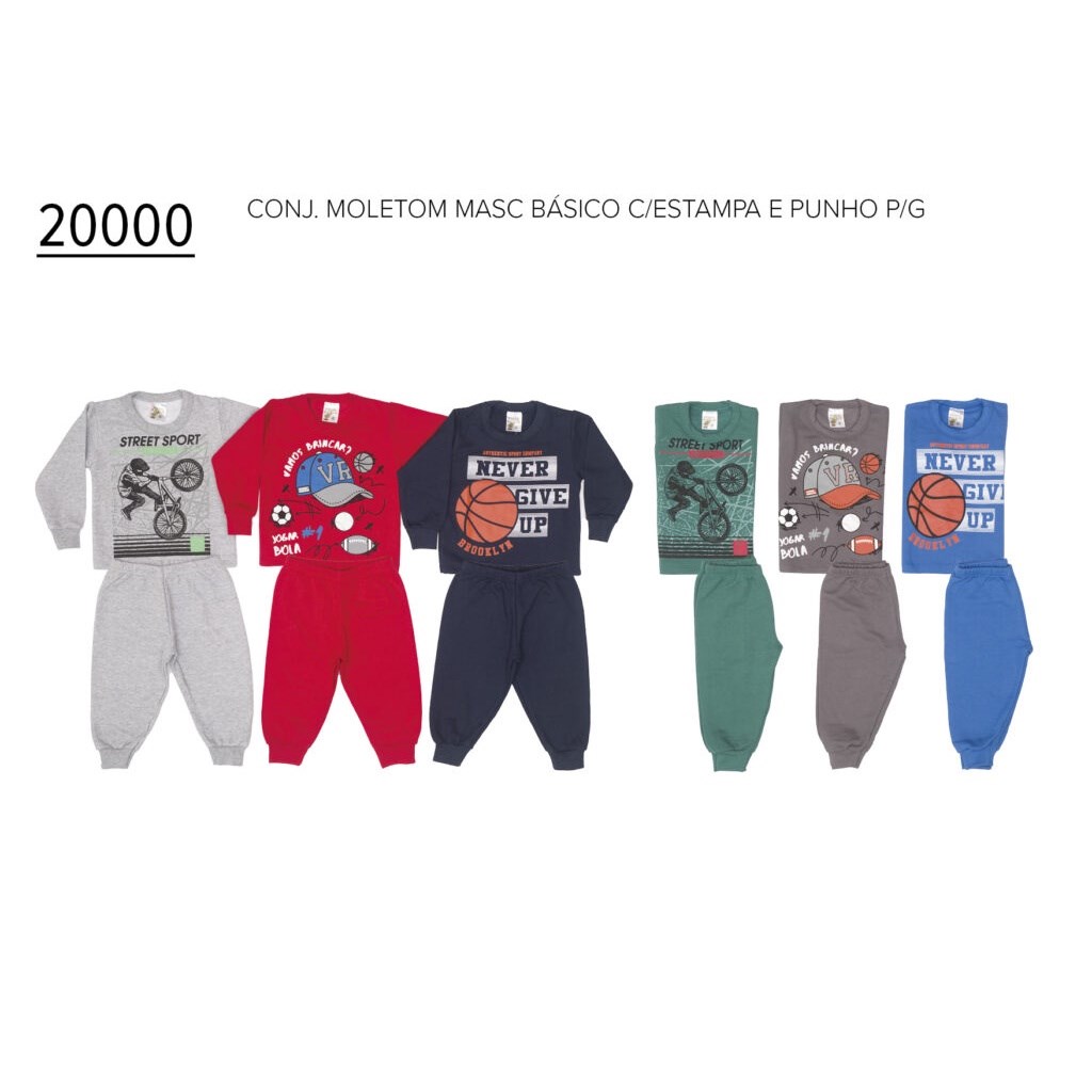Conjunto Infantil Masculino Blusa e Calça Moletom P ao G