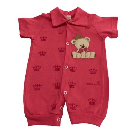 Macacão Bebê Feminino Curto Bordado Gente Miúda