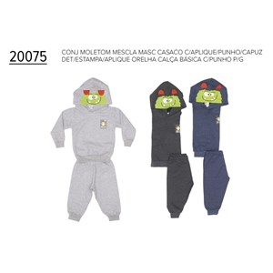 Conjunto Bebe Masculino Blusão e Calça Moletom P ao G