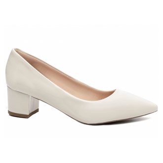 Sapato Scarpin Verniz Branco Salto Bloco Baixo AVS 2095-00B Tamanho: 36;cor:branco;Genero:feminino