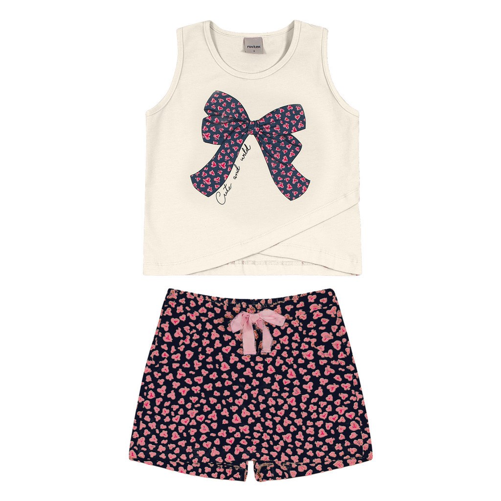 Conjunto Infantil Fem Blusa e Short Rovitex TAM 10