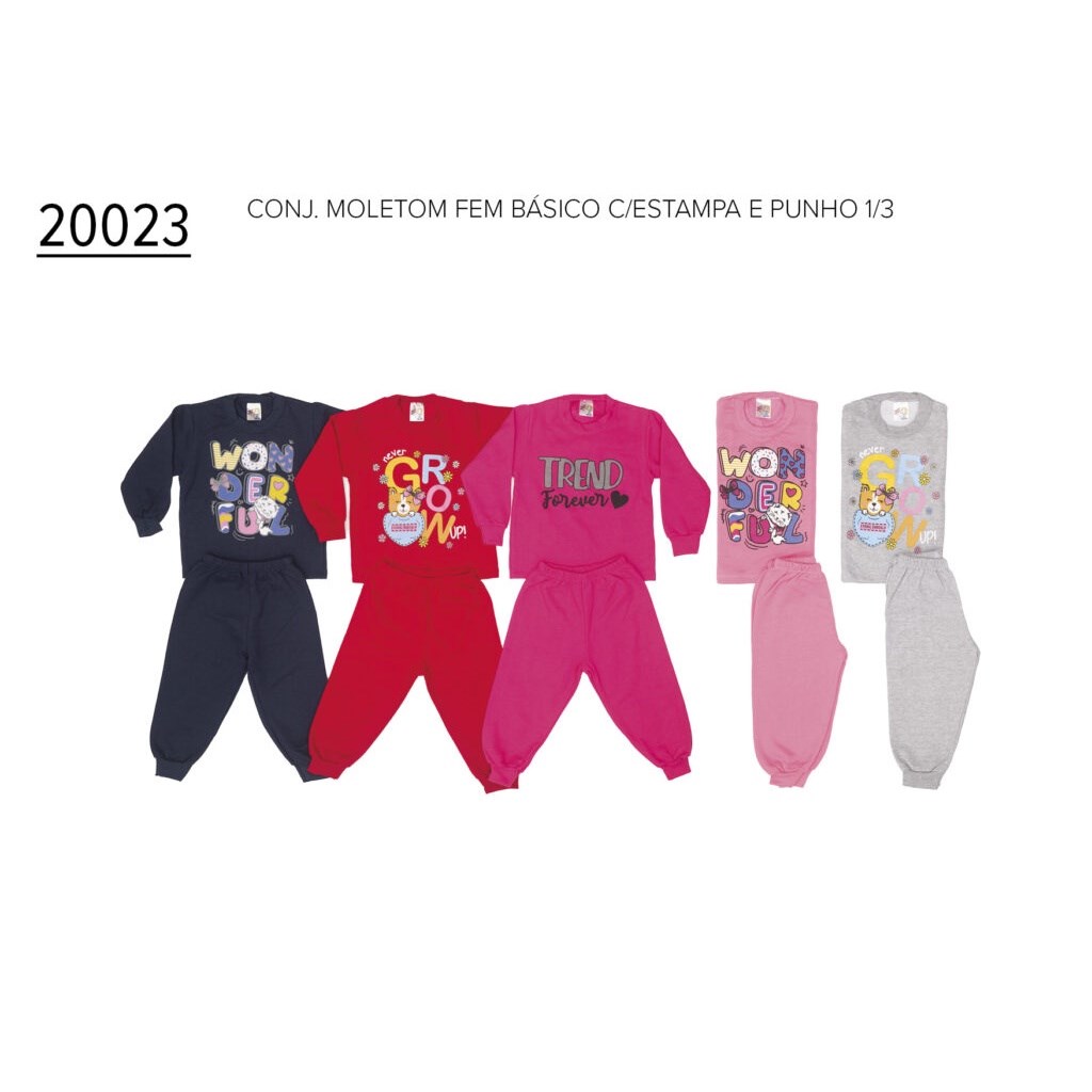 Conjunto Infantil Feminino Blusa e Calça Moletom 1 ao 3