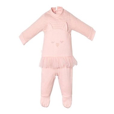 Macacão Bebê Feminino Gatinha Salmão Fofinho