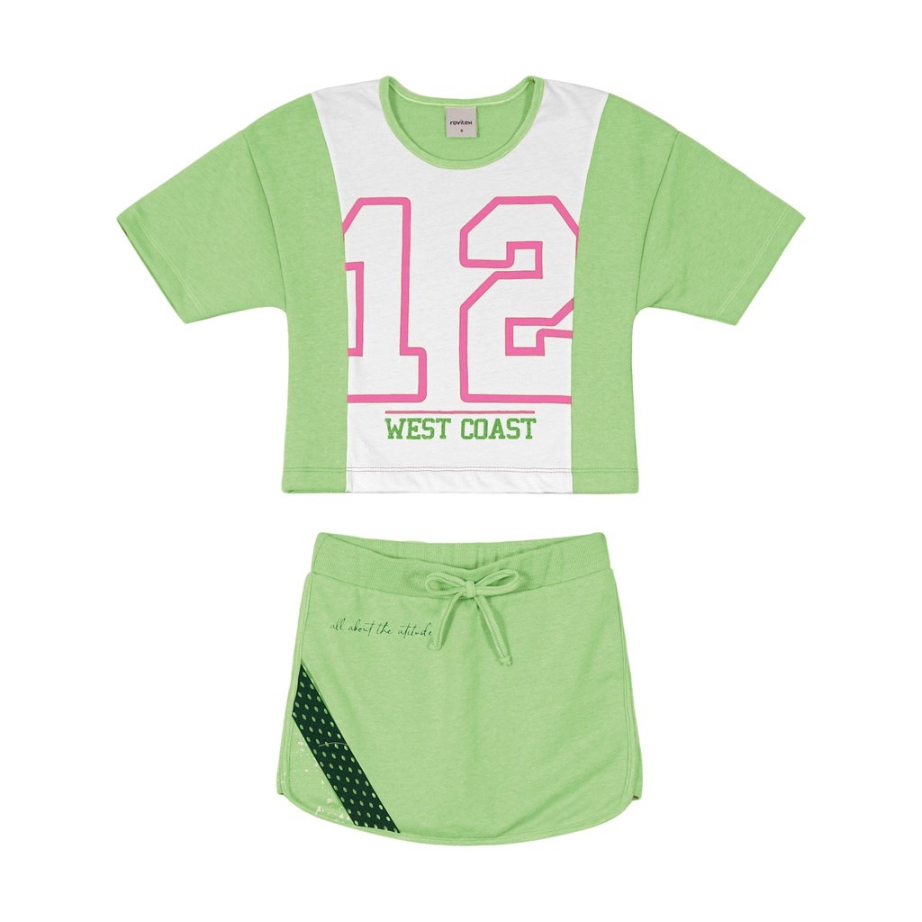 Conjunto Inf Feminino Blusa e Short Saia Rovitex 6 ao 16