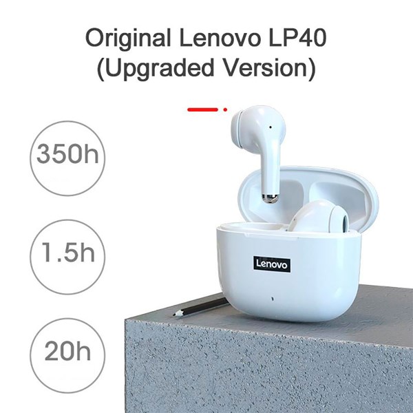 Fone de Ouvido In Ear Bluetooth LP40 Pro Lenovo Branco - AC2559WH