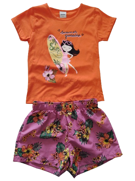 Conjunto Inf Menina Blusa e Short Rovitex 4 ao 10