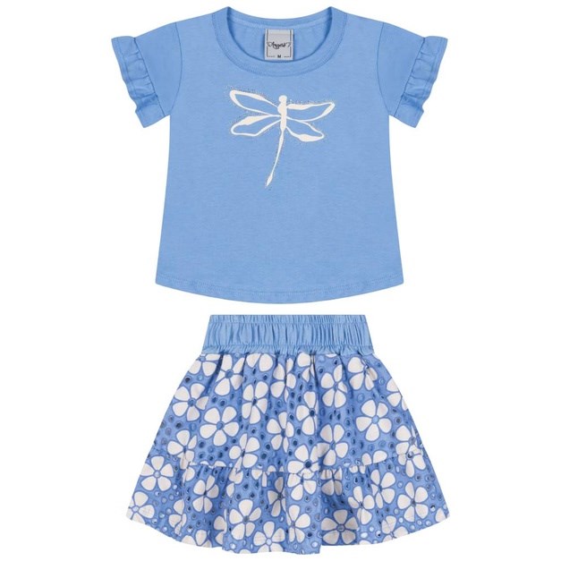 Conjunto Inf Feminino Blusa e Short Saia Angerô P ao G
