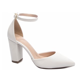 Sapato Scarpin Salto Bico Fino Branco Social AVS 2025-40B Tamanho: 35;Cor:Branco;Genero:feminino