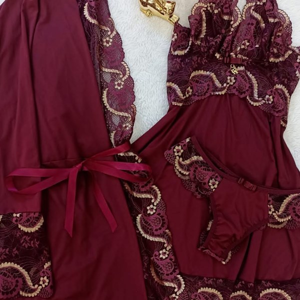 Kit de luxo com Robe camisola e calcinha