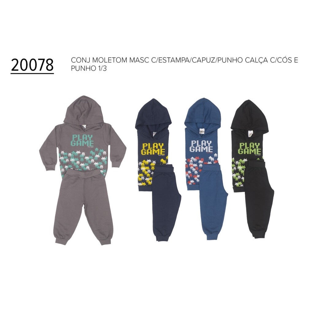 Conjunto Infantil Masculino Blusão e Calça Moletom 1 ao 3