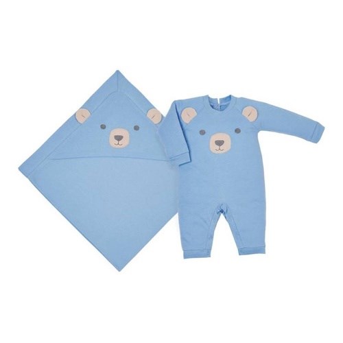 Saída Maternidade Bebê Masculino Azul Fofinho