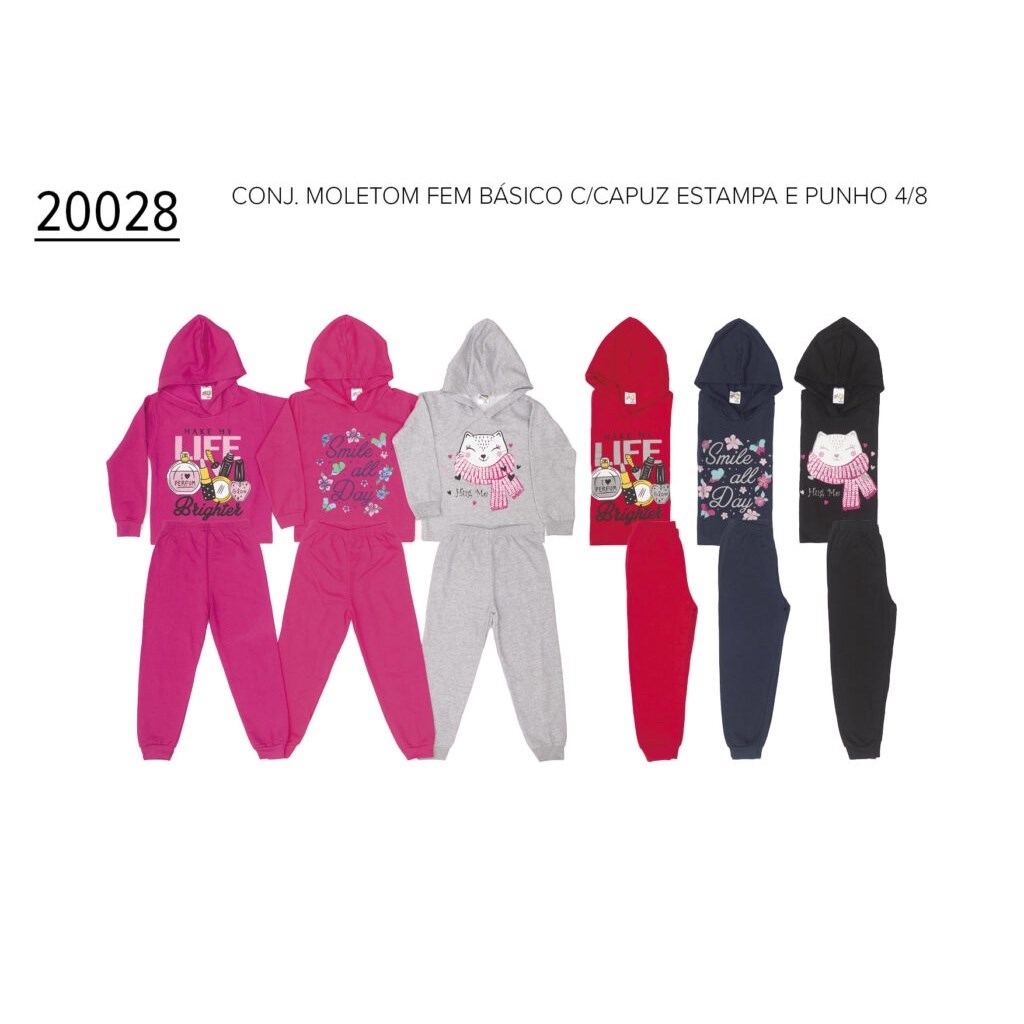 Conjunto Infantil Feminino Blusão e Calça Moletom 4 ao 8
