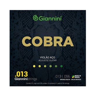 Encordoamento Giannini Cobra P/ Violão Aço CA82M 13/56 - EC0275