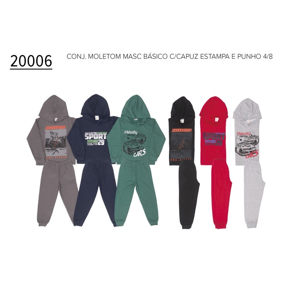 Conjunto Infantil Masculino Blusão e Calça Moletom 4 ao 8