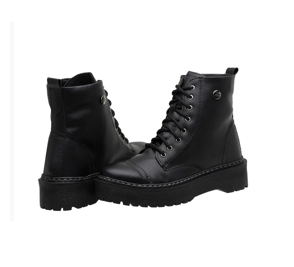 Bota Coturno Feminino Preto Tonari Sola Tratorada
