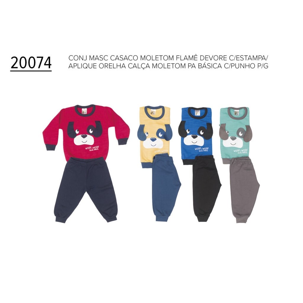 Conjunto Infantil Masculino Blusa e Calça Moletom M ao G