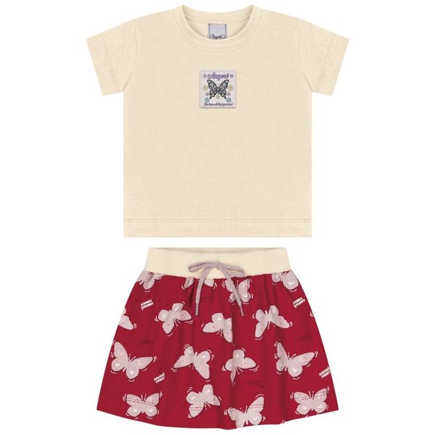 Conjunto Inf Feminino Blusa e Short Saia Angerô 1 ao 3