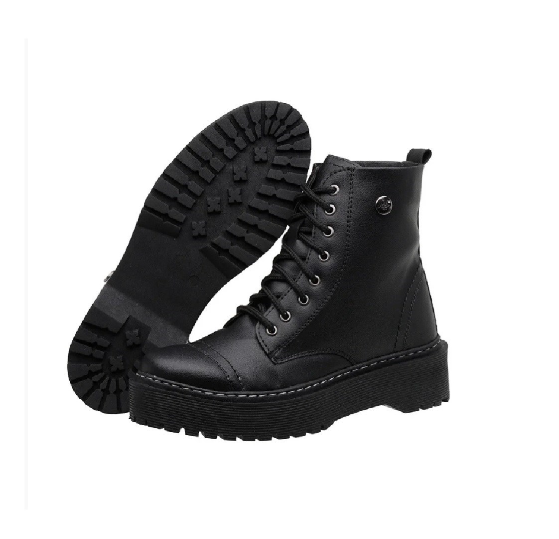Bota Coturno Feminino Preto Tonari Sola Tratorada