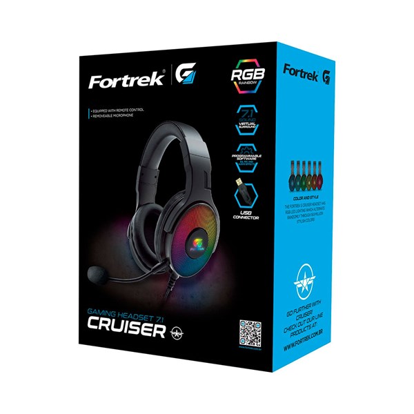 Fone Headset Gamer Fortrek RGB Cruiser 7.1 Preto - AC2462