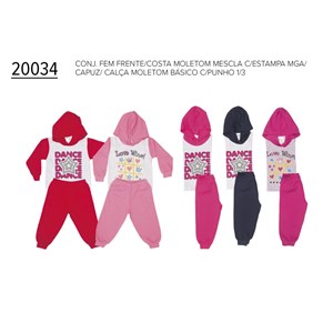 Conjunto Infantil Feminino Blusão e Calça Moletom 1 ao 3