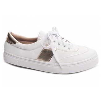 Tênis Feminino Branco Metalizado Dourado Torricella AVS 5000-12B Tamanho:38;Cor:Branco