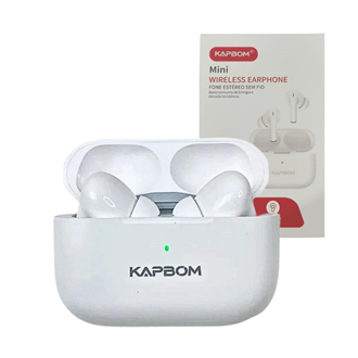 Fone de Ouvido Intra Auricular Bluetooth com Case de Carregamento Earphone Kapbom KA-9183