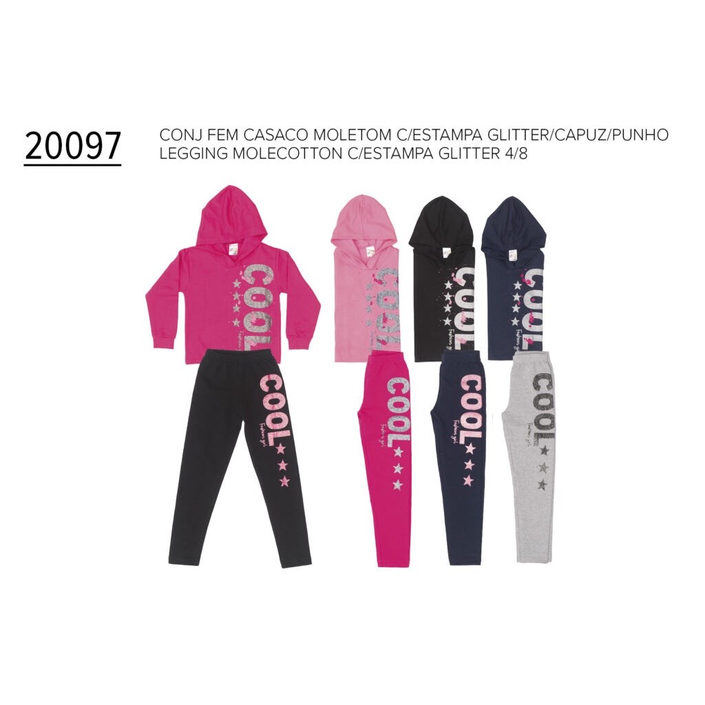 Conjunto Infantil Feminino Blusão e Calça Moletom 4 ao 8