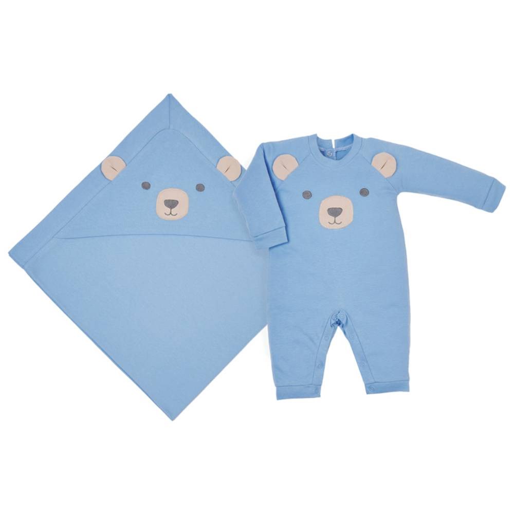 Saída Maternidade Bebê Masculino Azul Fofinho