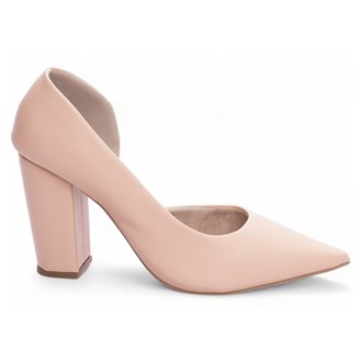 Sapato Scarpin Abertura Lateral Salto Alto Rose Grosso 65-05C