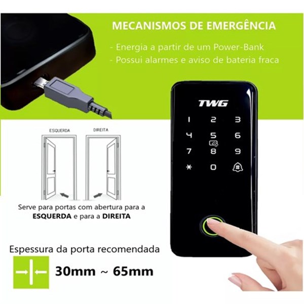 Fechadura Digital Biométrica Eletronica Touch Sobrepor Senha
