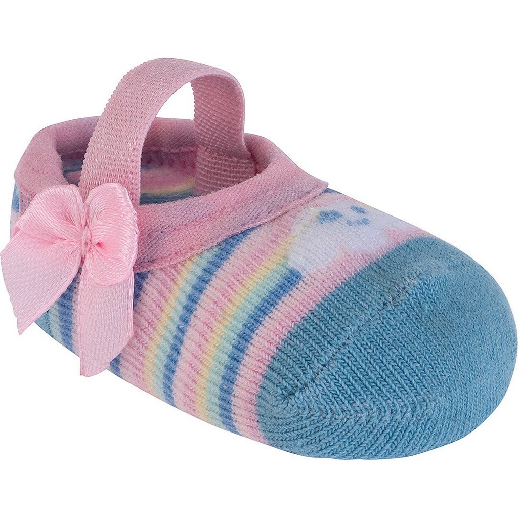 Meia Bebe Feminino Nuvem Listras/Rosa Pimpolho 00 a 15