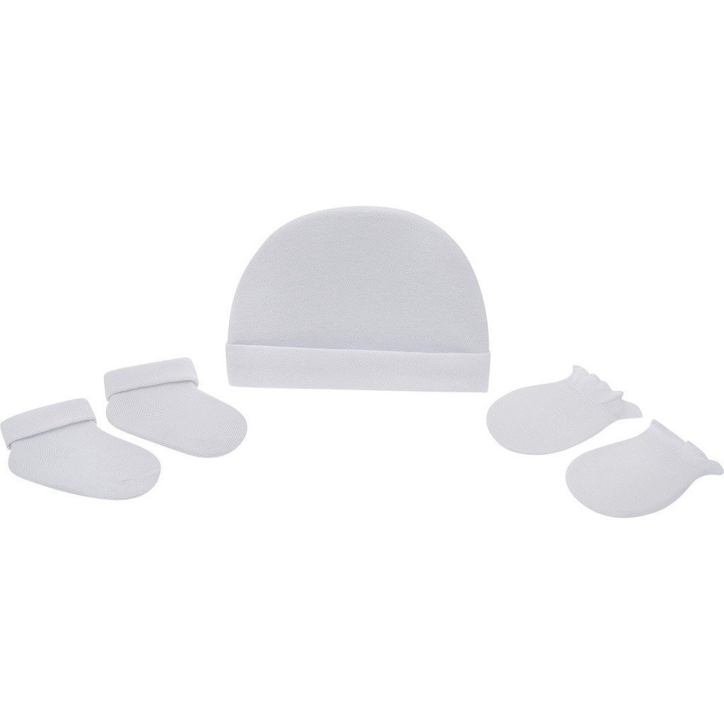 Kit Gorro Luva e Meia Branco Pimpolho