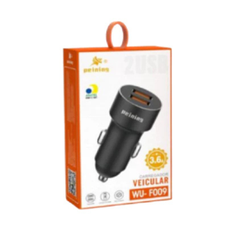 Carregador de Celular Veicular Turbo Charge 3.6A - 2 USB WU-F009 Peining