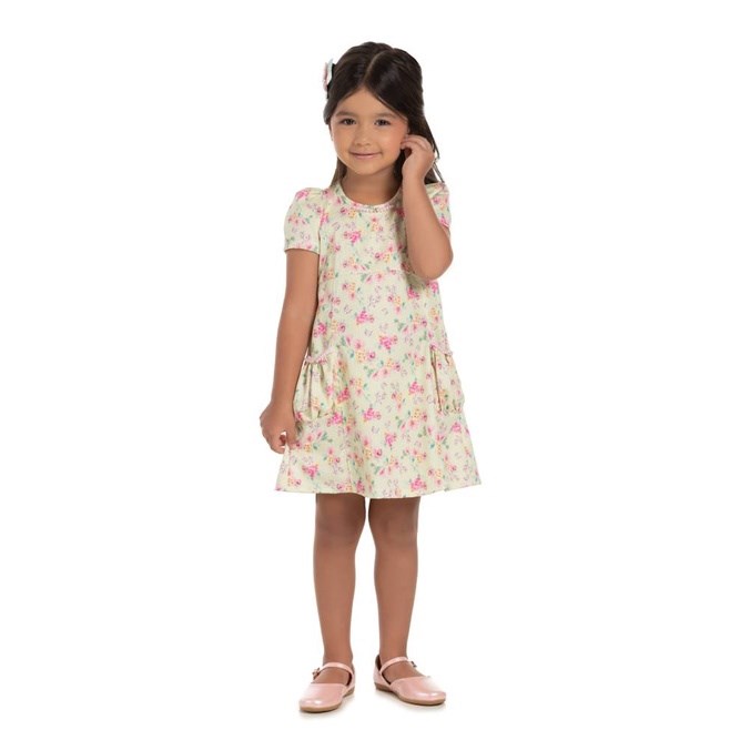 Vestido Infantil Amarelo Pic Nic 1 ao 3