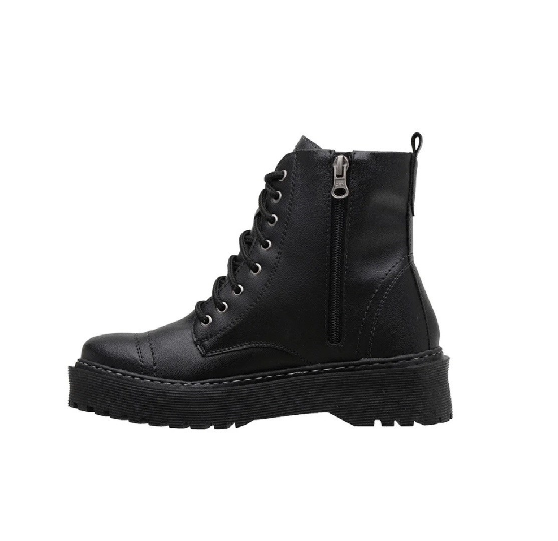 Bota Coturno Feminino Preto Tonari Sola Tratorada